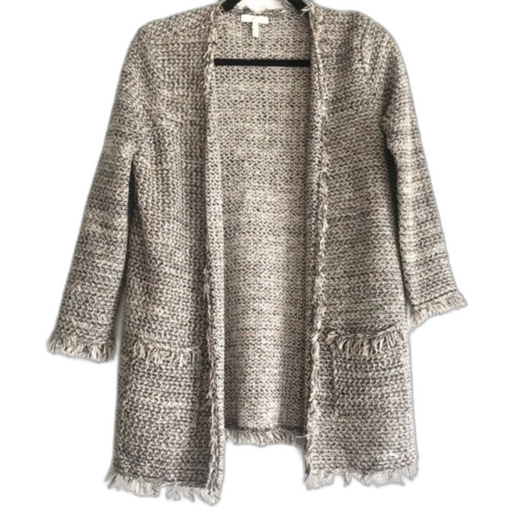 Joie Tweed Fringed Edge Open Sweater Cardigan Coat Size XS - Picture 1 of 6